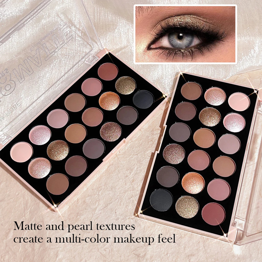 18-Color Eyeshadow Palette – Matte, Shimmer & Glitter Eyeshadow Palette HIP