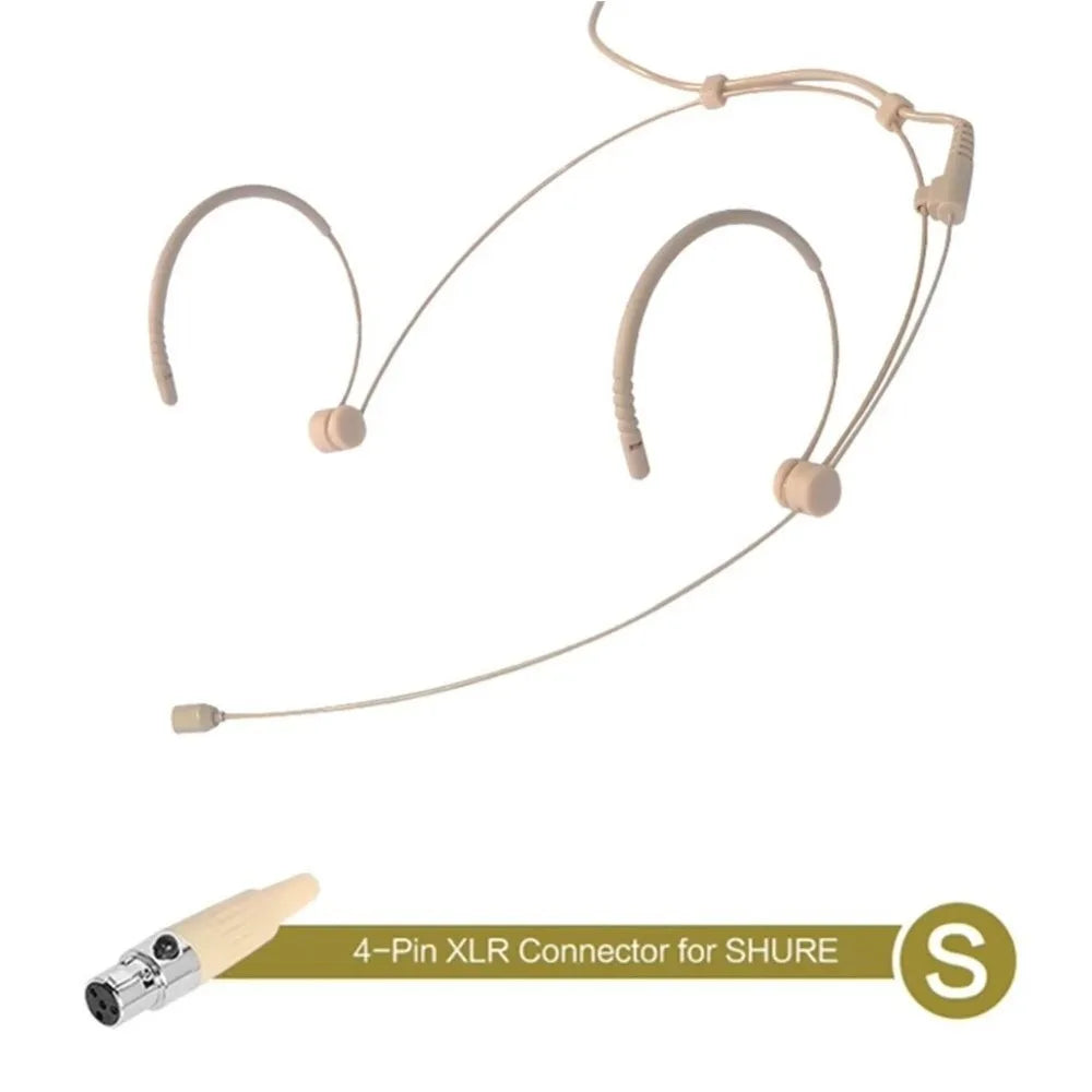 Beige Headworn Condenser Mic – Dual Earhook 3.5mm Microphone Headworn Microphone HIP S