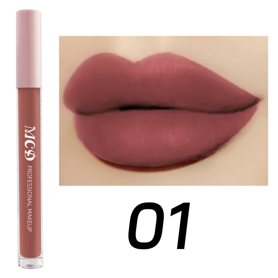 1PC Dark Brown Matte Velvet Lip Gloss Waterproof Liquid Lipstick Nude Brown Lips Korean Makeup for Lip Tint Lip Glaze Cosmetics HIP 01