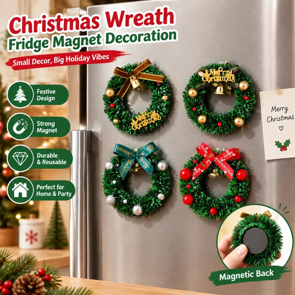 For Xmas Kitchen Home Party Decor Supplies Simulation Christmas Wreath Fridge Magnet Decoration HIP