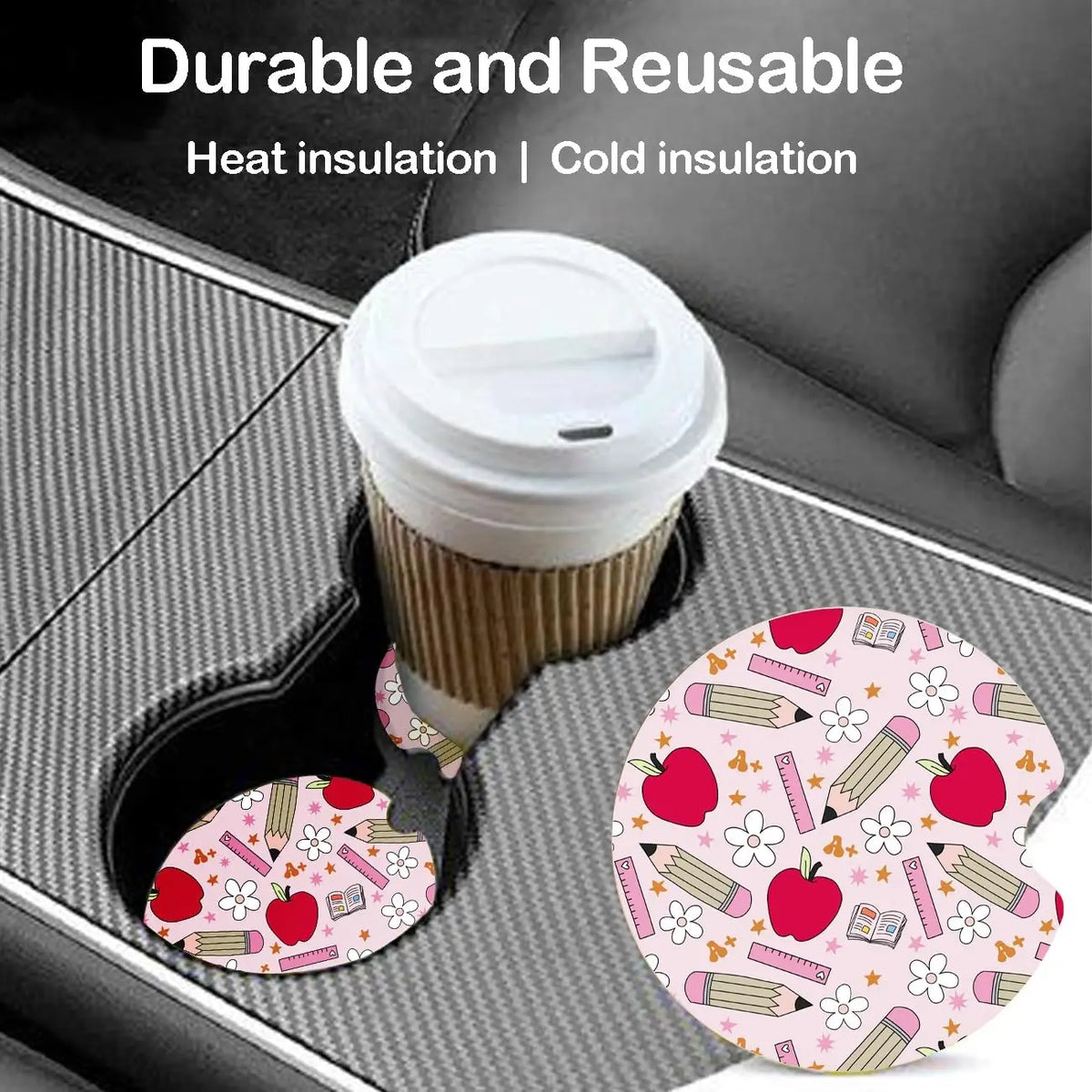 Ceramic Car Coasters – Absorbent Cup Holder Set, 2 Pack Car Cup Holder Coaster HIP
