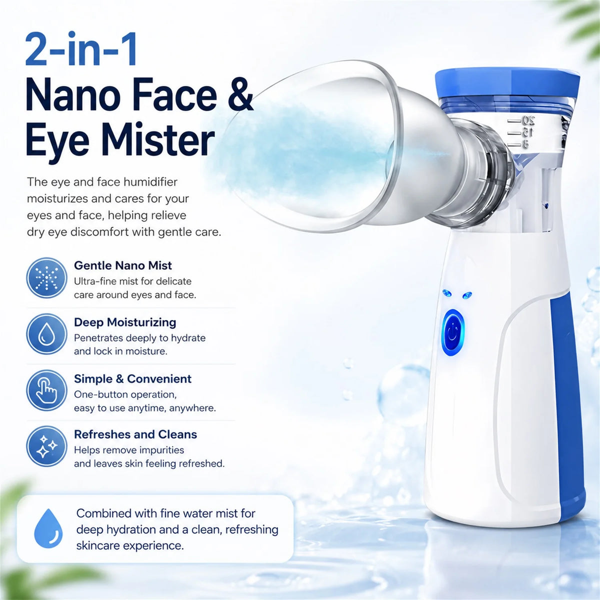 2-in-1 Mesh Facial Mist Sprayer & Eye Moisturizing Nebulizer Facial Mist Sprayer HIP