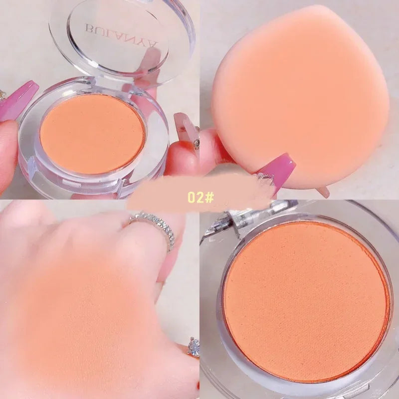 Nude Matte Blush Highlighter Contouring Powder Creamy Monochrome Women Peach Orange Natural Blush Purple Blue Face Brightening HIP 02