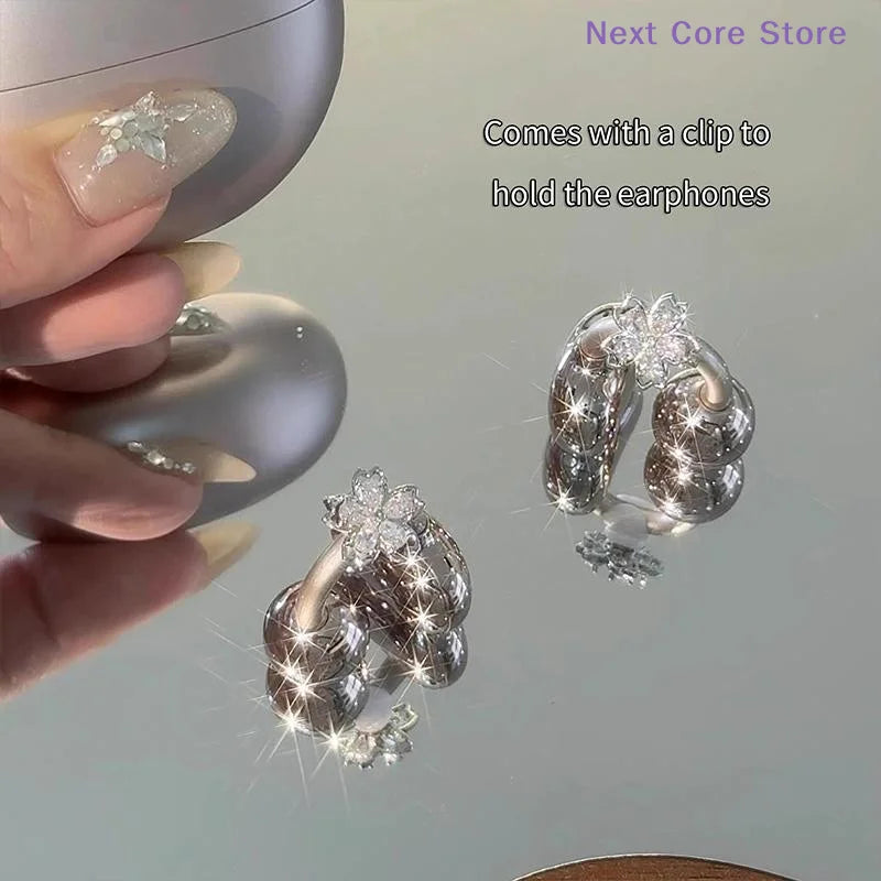 Rhinestone Flower Earbud Clip – Shining Earphone Accessory Earbud Accessory Charm HIP