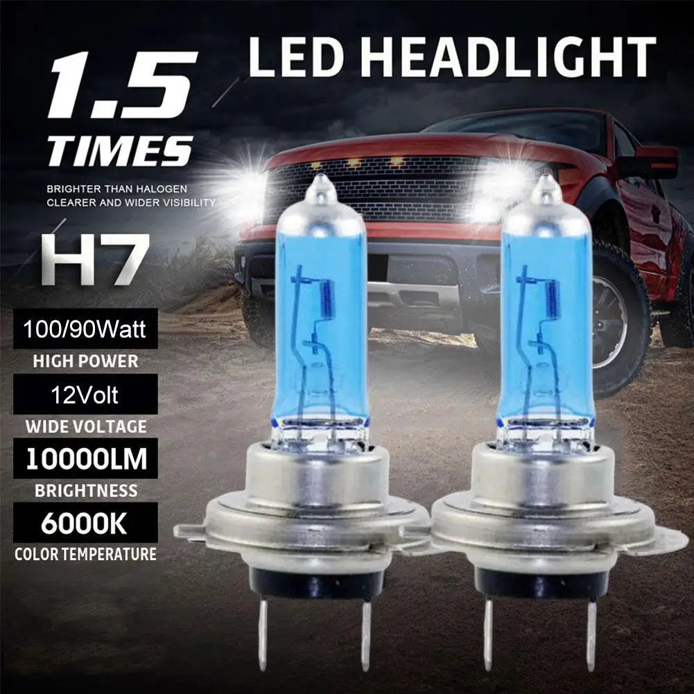2pcs 6000k Super Bright White H7 Halogen Bulb 12V Car HeadLight Bulb h7 55w 100w Halogen Lamp Car HeadLight Replacement Bulb HIP