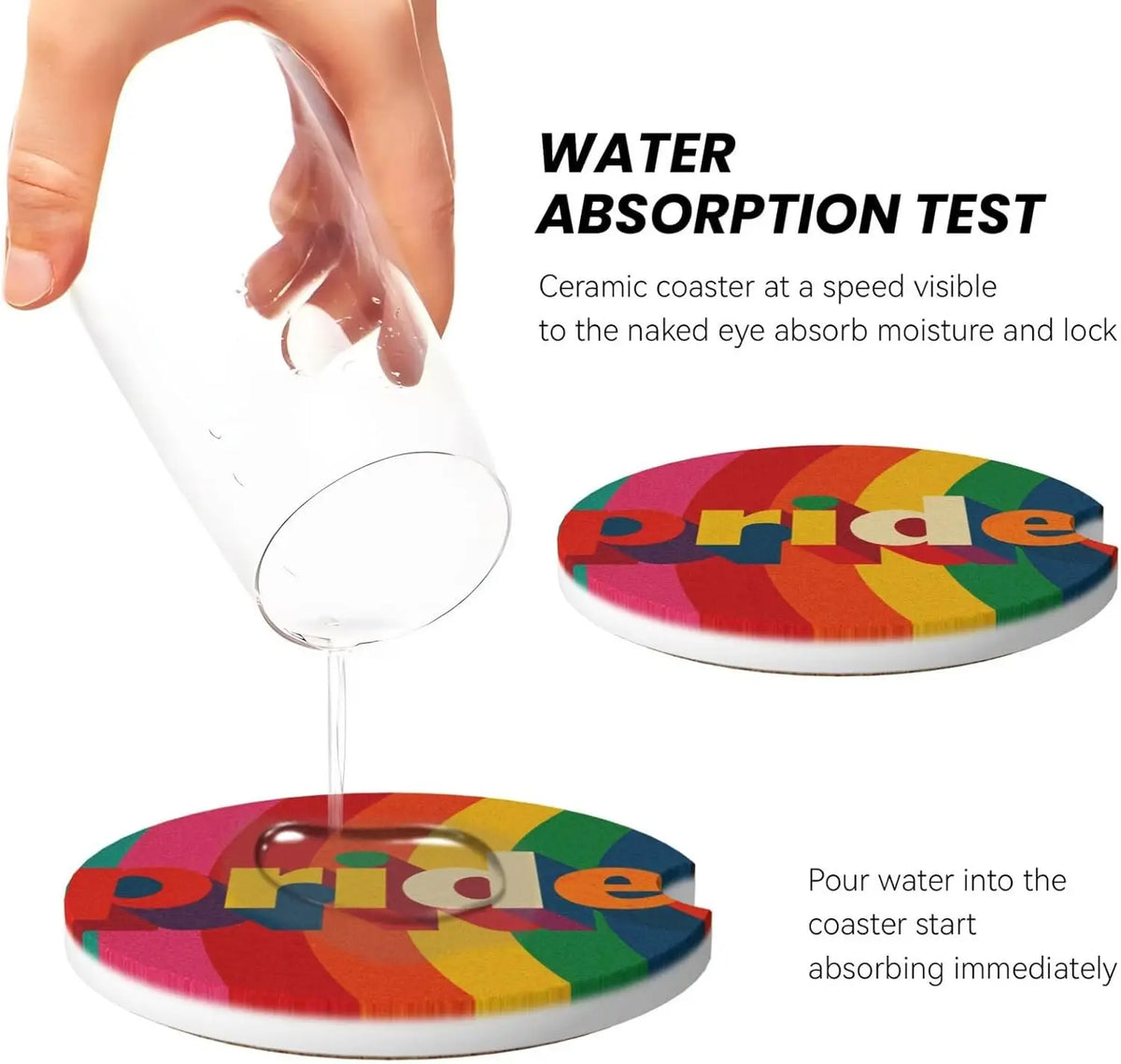 Rainbow Pride Ceramic Car Coasters – 2-Pack Cup Holder Set Car Cup Coasters HIP