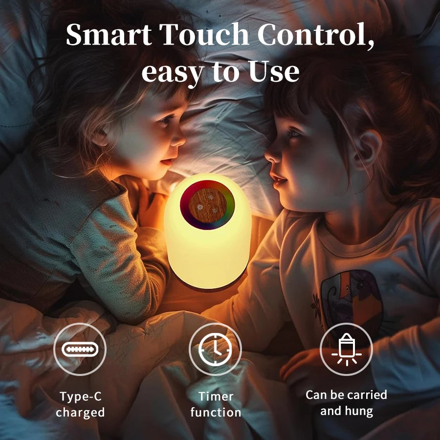 Rechargeable LED Table Lamp RGB Dimmable Touch Bedside Lamp Timer Reading Night Light Bedroom Living Room Decor Nursery Gifts HIP