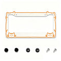 Orange Cartoon Cat Aluminum License Plate Frame 12x6 Inch License Plate Frame HIP black