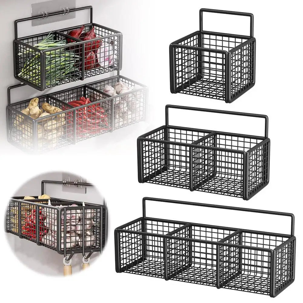 Multifunctional Kitchen Rack Wall Mount Storage Basket Onion Ginger Garlic Spice Condiment Storage Organizer Shelf For Kitchen HIP