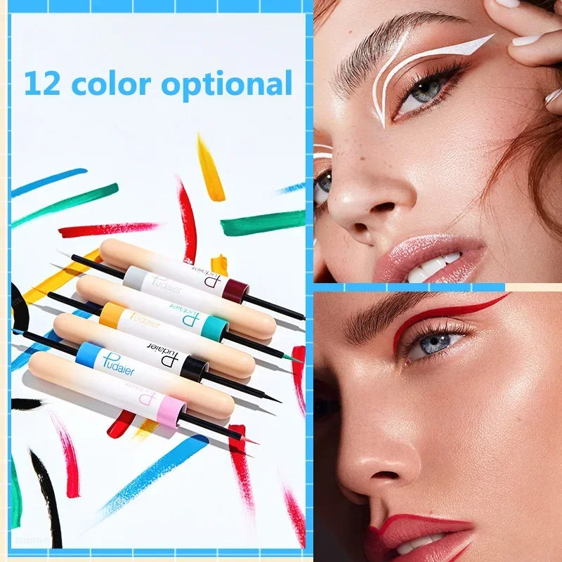 Colorful Eyeliner Pen Eyes Makeup White Pink Waterproof Liquid Color Eye Liner Pencil Matte Purple Pen 12 Color Make Up Cosmetic HIP