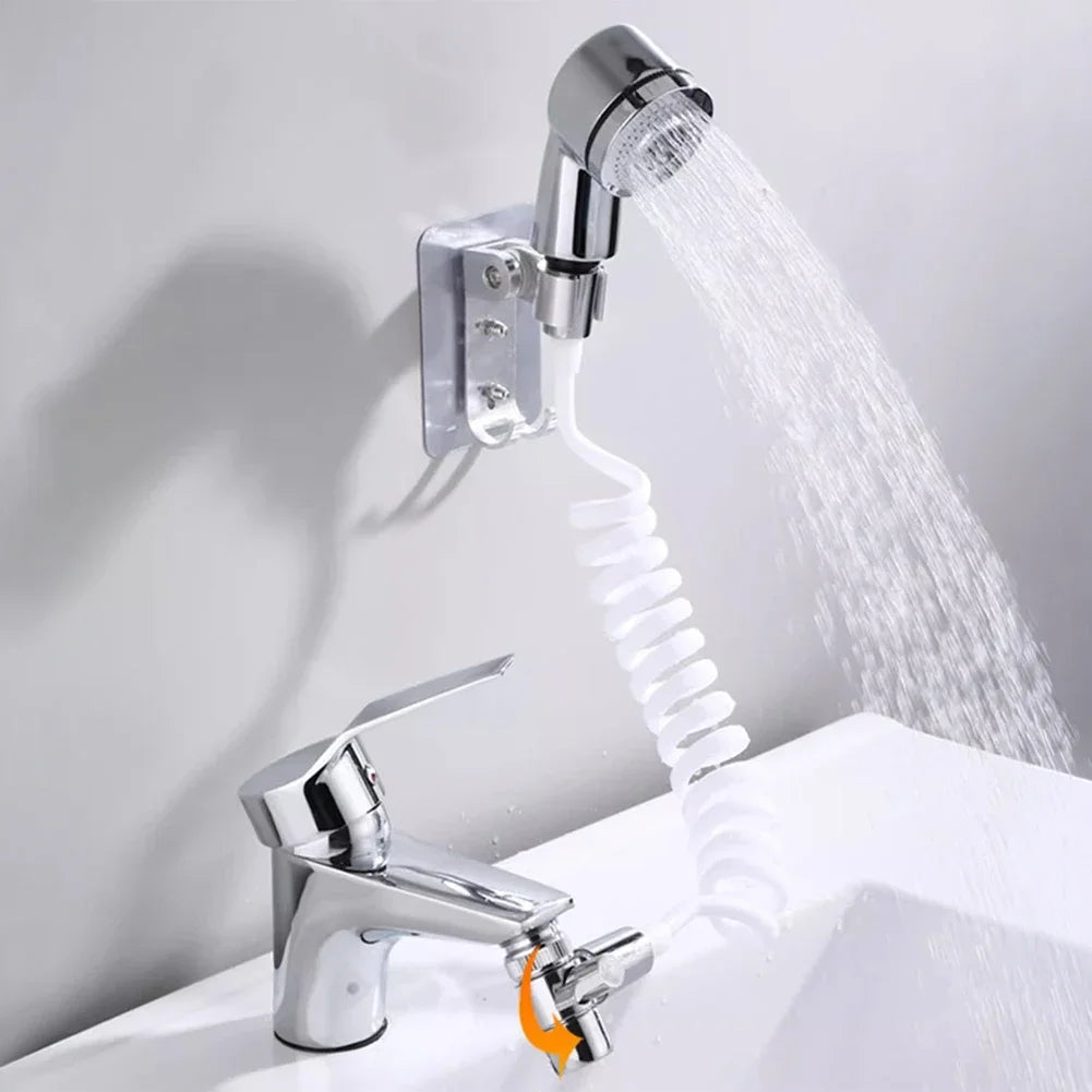 New Hand-held Faucet Faucet with Pull Out Spray External Shower Faucet Adapter Diverter Kit Tool Free Mounting Nozzle HIP