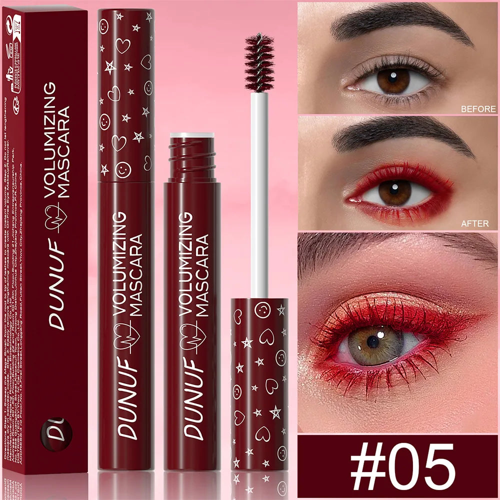 DUNUF Colorful Waterproof Curling Mascara – Blue Green Purple Colorful Mascara HIP 05