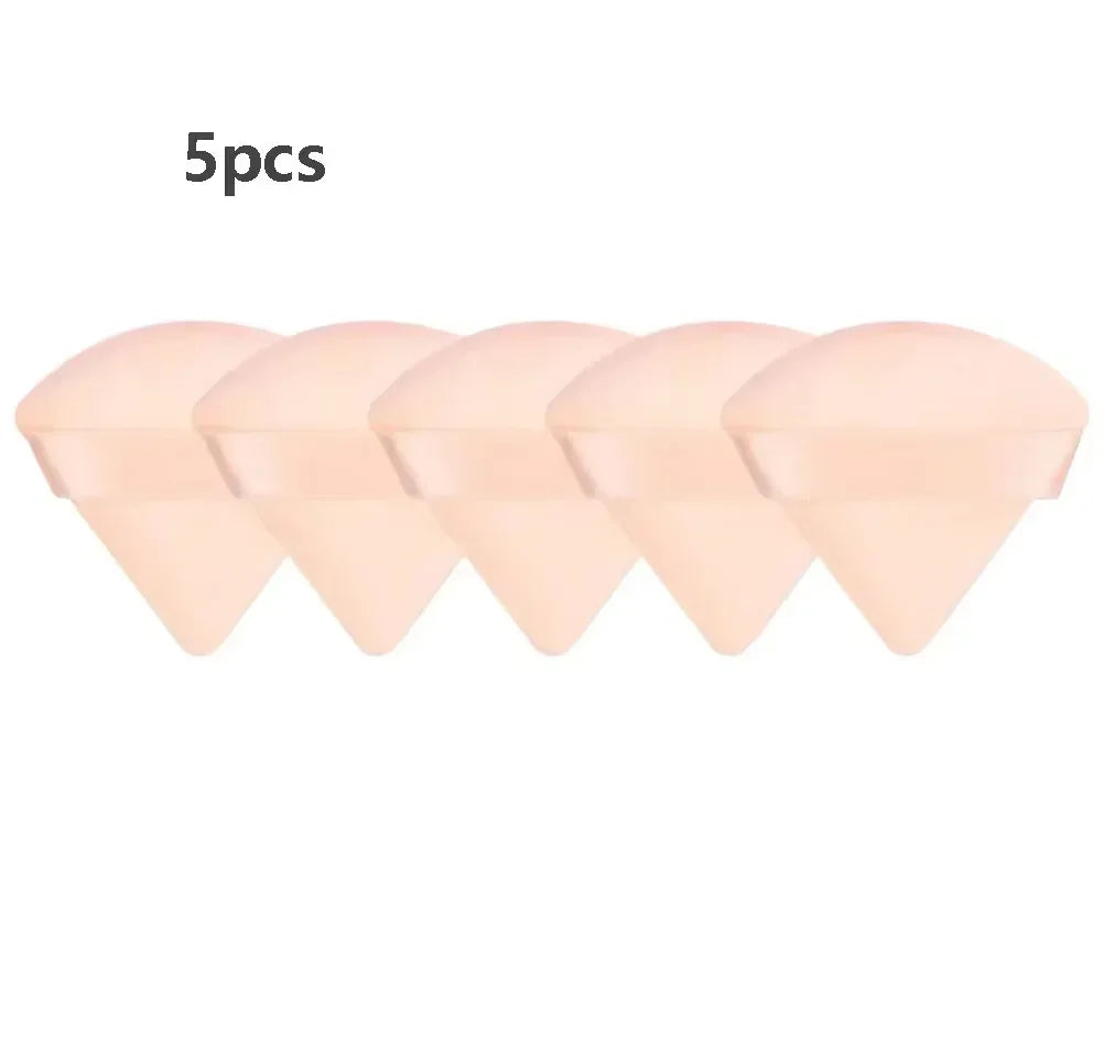 Velvet Triangle Powder Puff Set – Soft Washable Makeup Sponge Makeup Powder Puff HIP C533-Beige 5pcs