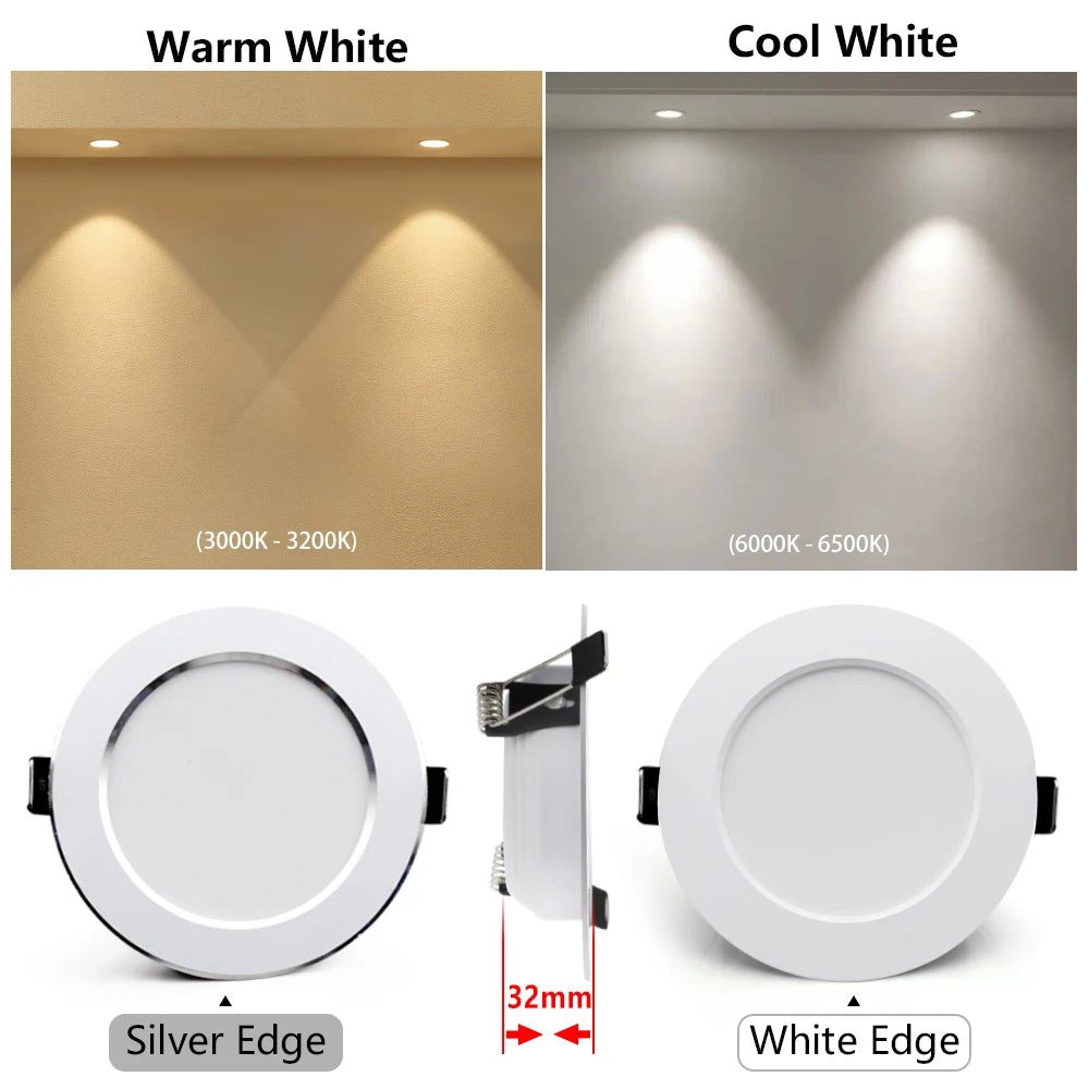 Waterproof LED Downlight 7W–18W Recessed Spot Light 220V LED Recessed Downlight HIP