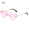 Rimless Heart Sunglasses – Vintage Metal Frame for Women Fashion Sunglasses HIP Pink