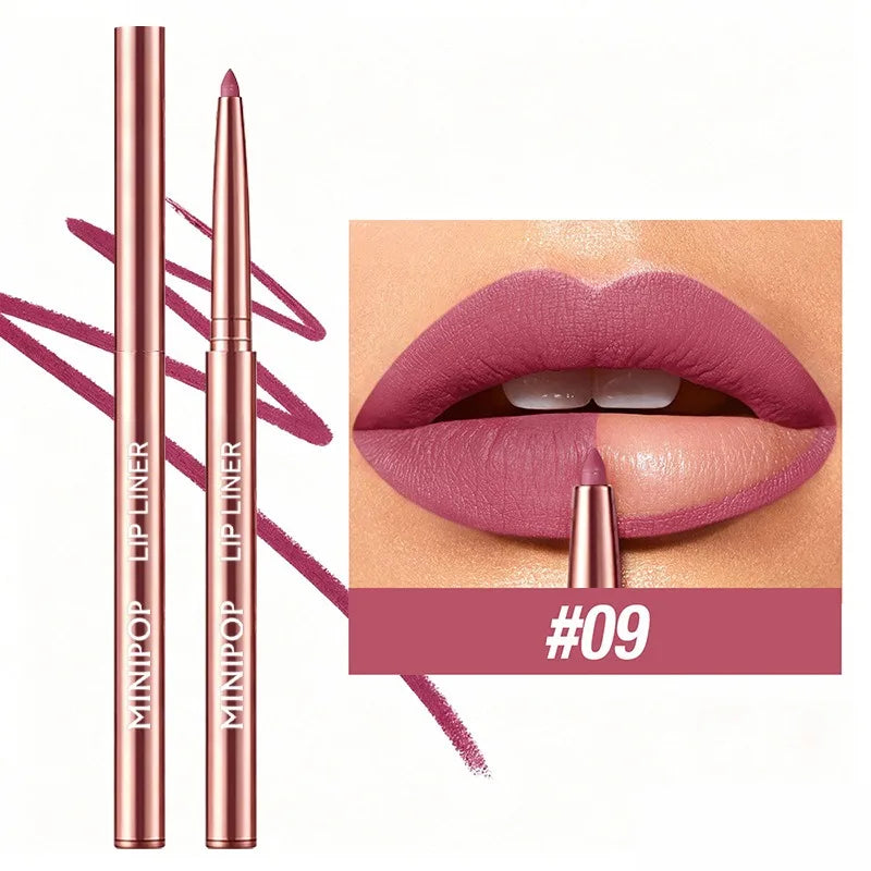 12 Colors Matte Lip Liner，Waterproof, Durable, Easy to Color, Long-Lasting,Full Plump Lip Shape Contour ，Lip Outline Cosmetic HIP 09