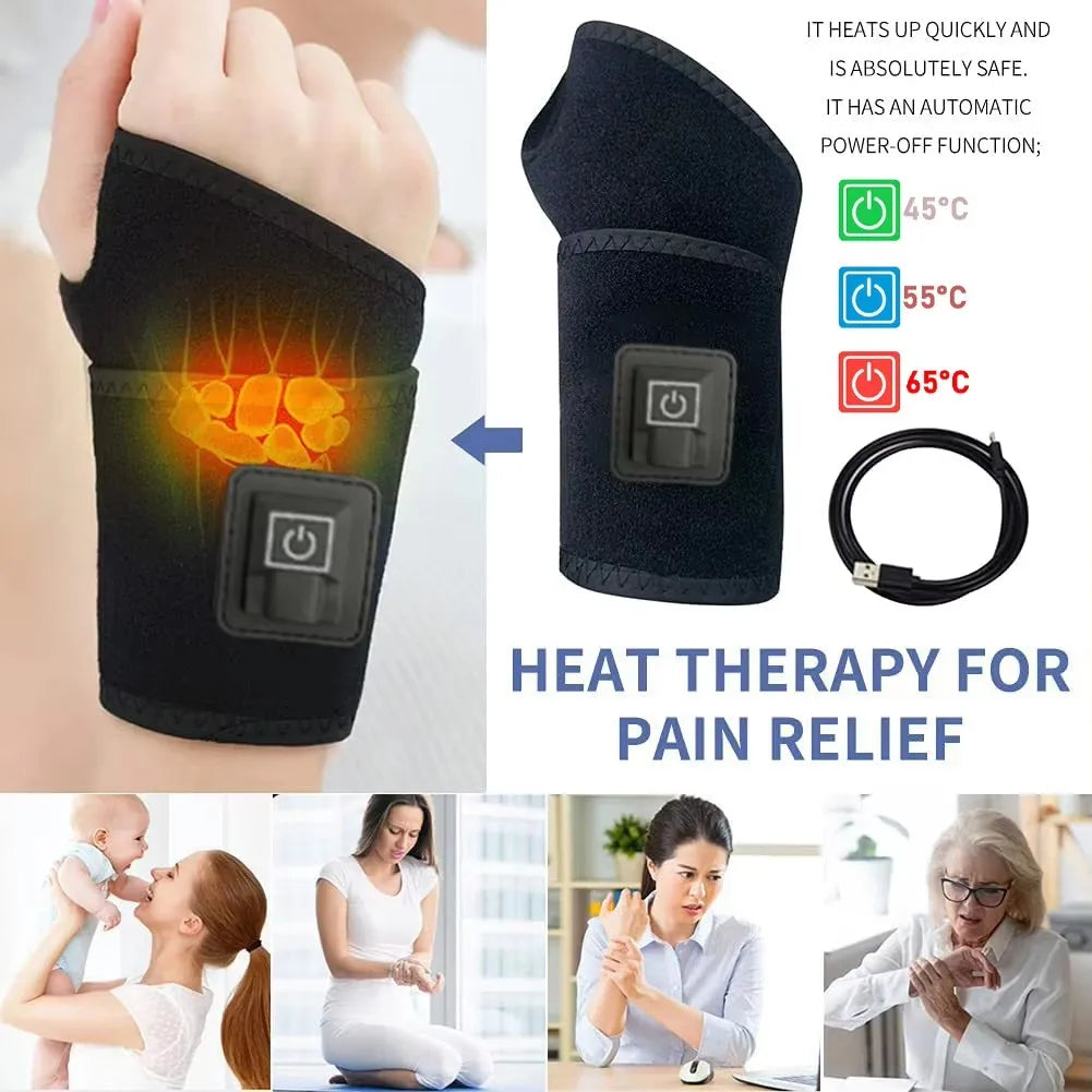 Electric Heated Wrist Brace – Adjustable Breathable Sport Support Heated Wrist Brace HIP
