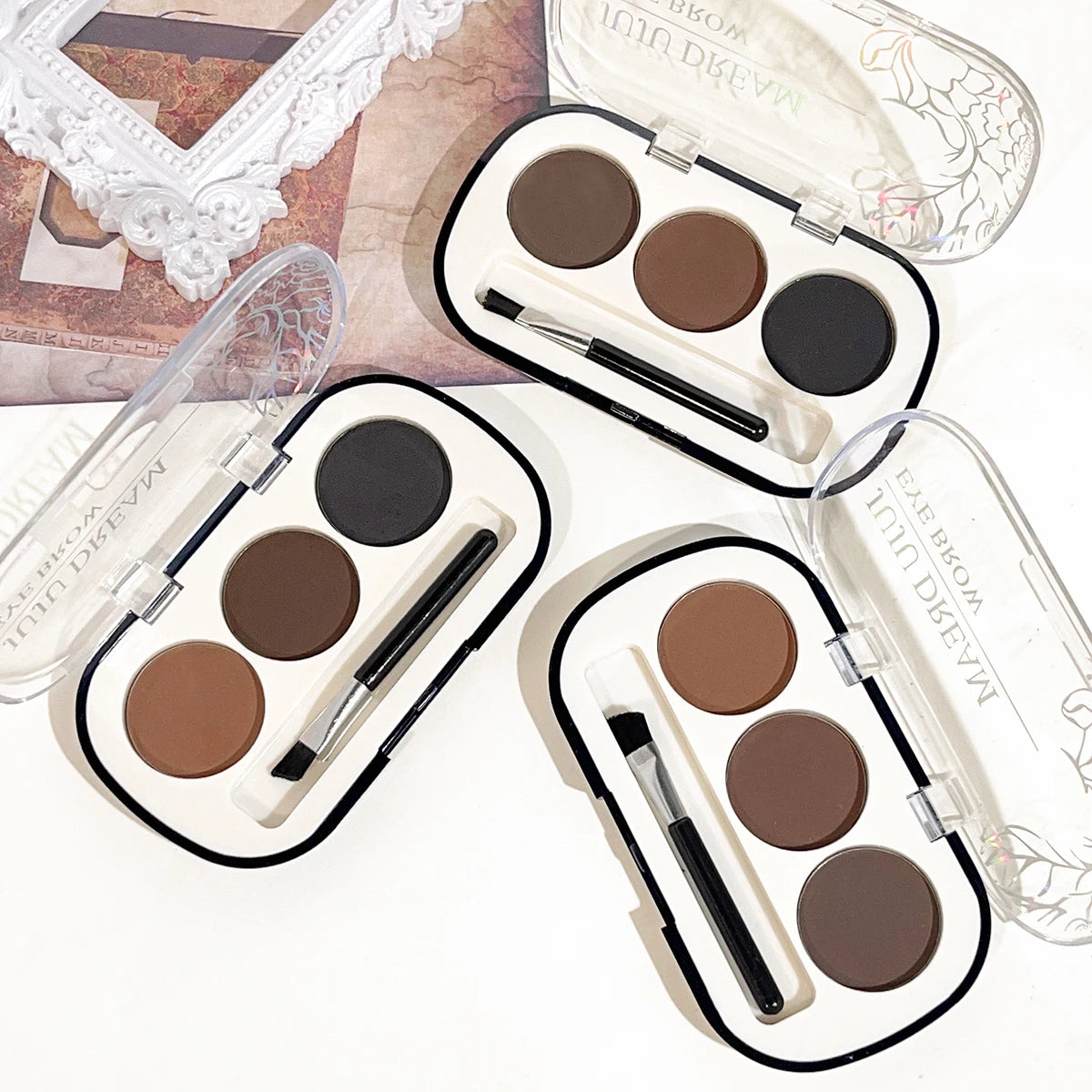 JUJU Dream 3-Color Eyebrow Powder – Waterproof & Long-Lasting Eyebrow Powder Palette HIP