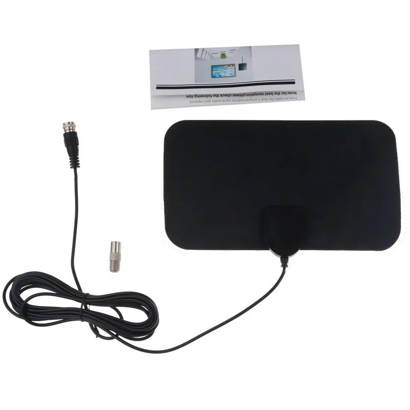 Flat Digital TV Antenna with High Gain Signal Booster – Home & RV Digital TV Antenna HIP Black