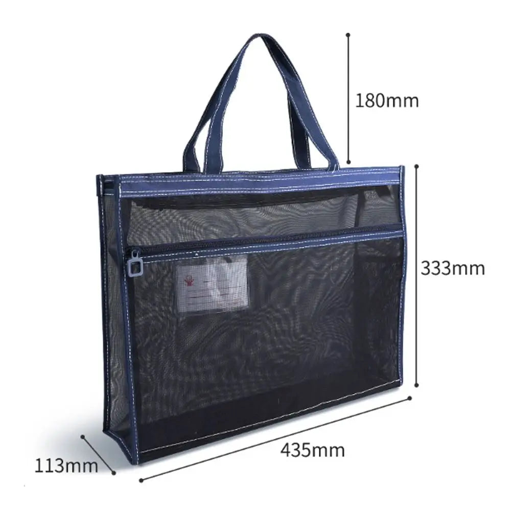 A3 Mesh PVC Art Project Bag – Waterproof Zipper Storage Art Storage Bag HIP