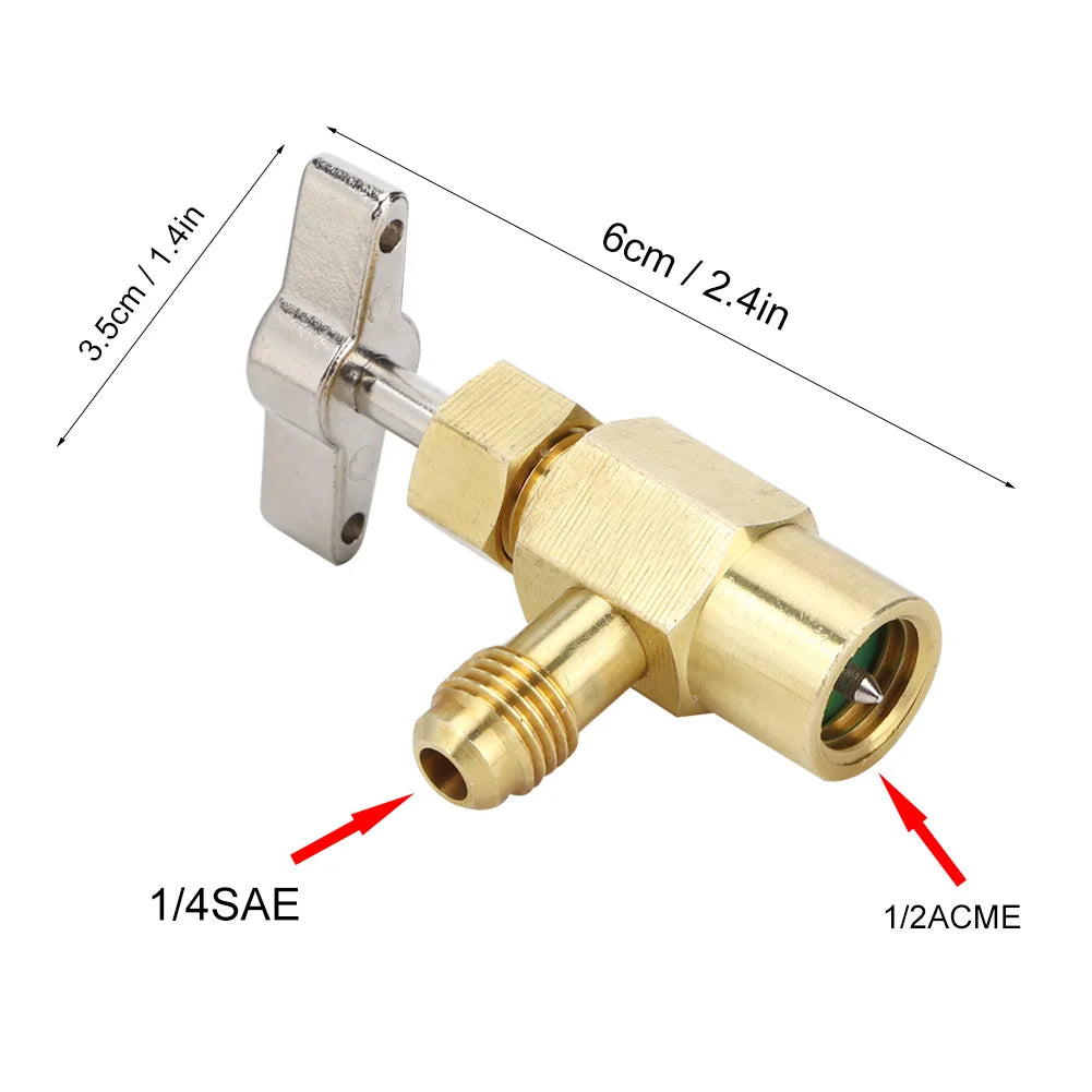 R134A Female Thread 1/2ACME Air Conditioning Refrigerant Bottle Can Opener Valve Air Conditioning Tool Refrigerant Bottle Opener HIP
