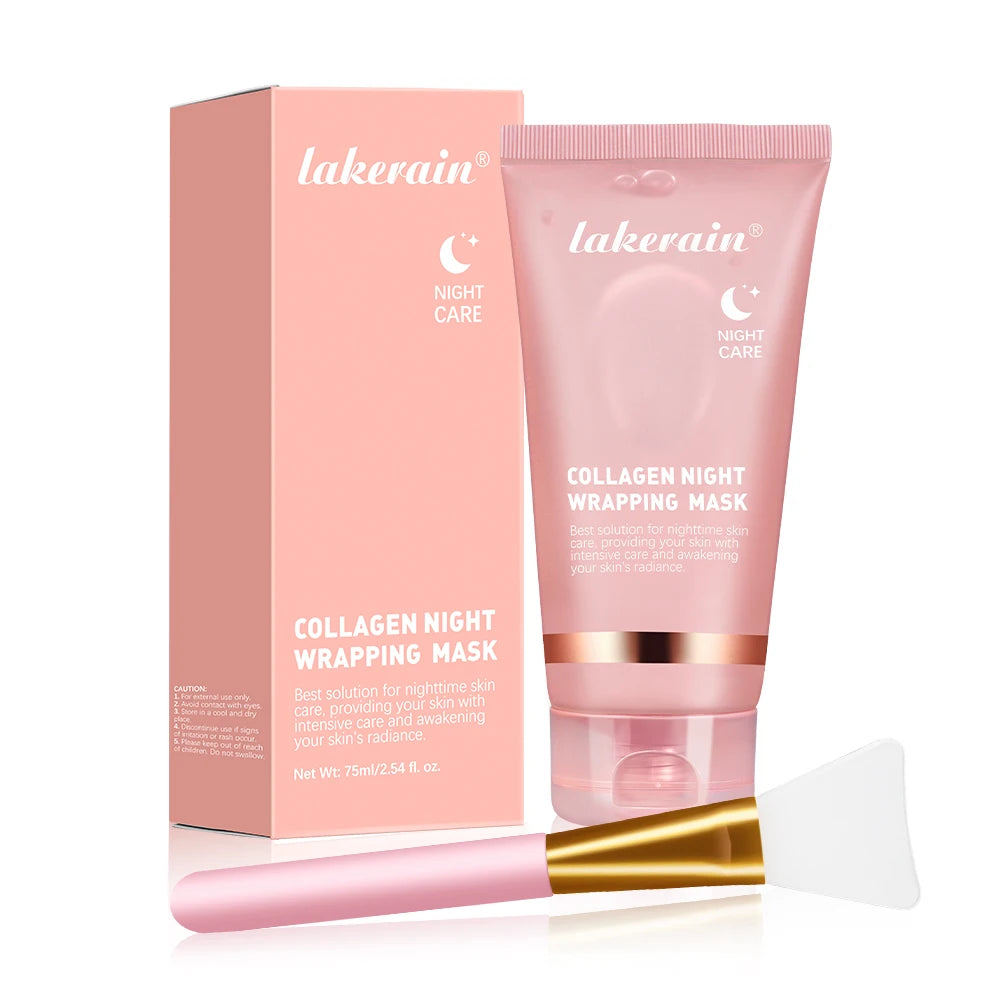 Collagen Facial Mask And Brush Set Rejuvenates Moisturizes Brightens Skin For Glowing Elasticity Korean Face Care Treatment HIP and brush