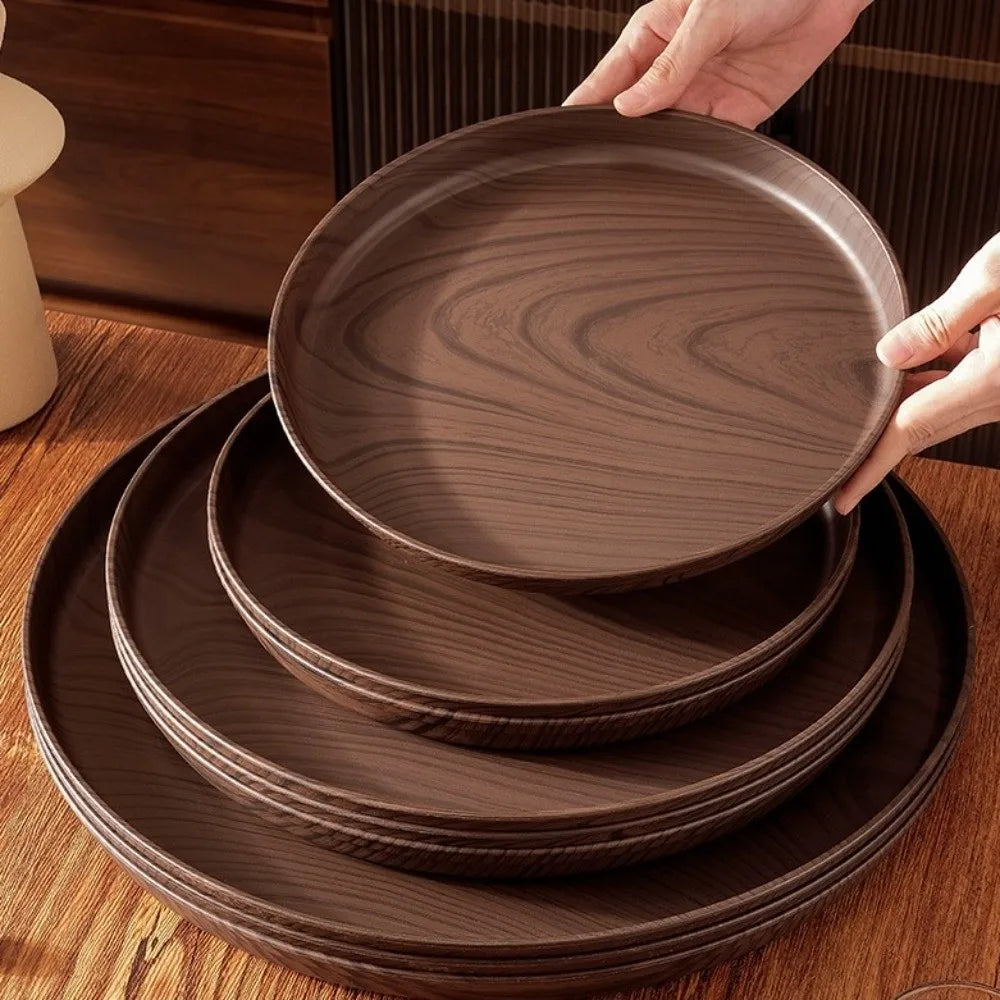 Round Imitation Wood Serving Tray – 4 Sizes | Decorative Decorative Serving Tray HIP