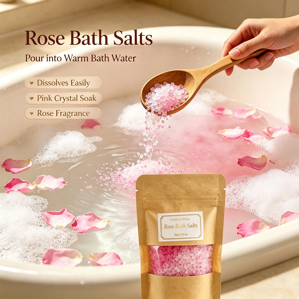Rose Bath Salt with Essential Oil – Portable Spa Soak Rose Bath Salt HIP