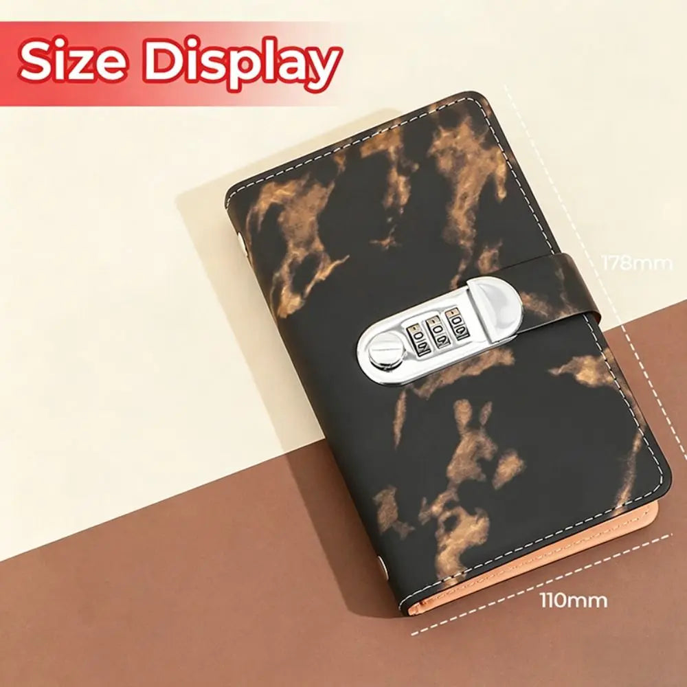 Marble PU Savings Binder – 100 Pockets & Password Lock A6 Cash Savings Binder HIP