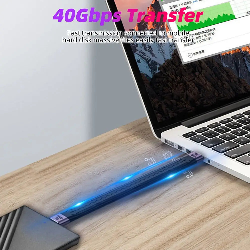 USB 4.0 Gen3 Cable 40Gbps 100W E-Marker Fast Charging USB-C Data Cable HIP