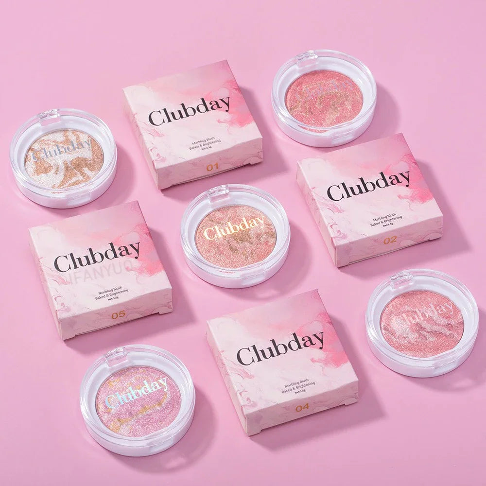 Marble Blush Palette Pearlescent Baked Brightening Blush Powder Cheek Tint Blusher Contour Highlighter Face Shadow Shimmer Rouge HIP