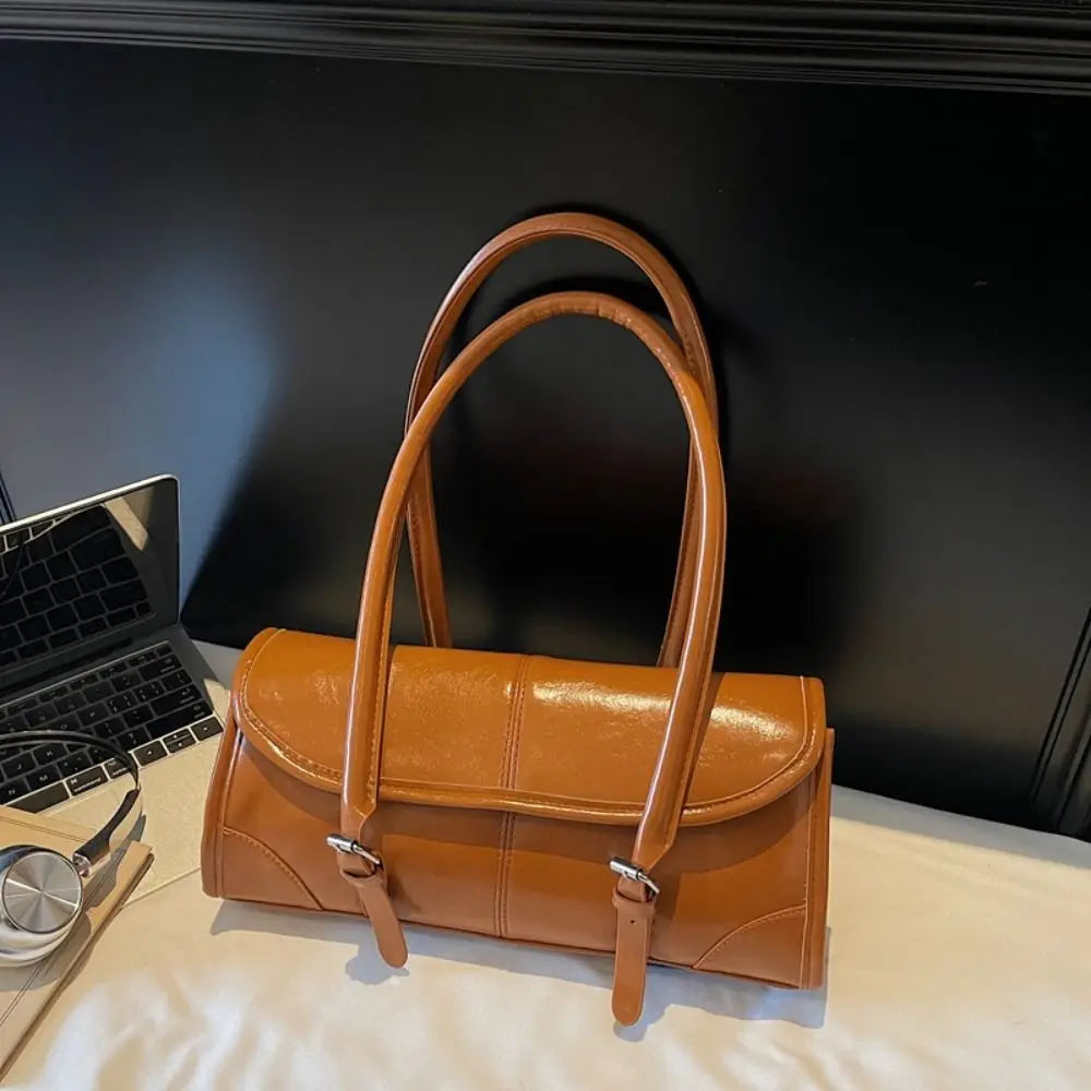Elegant PU Leather Women's Shoulder Tote Bag – Burgundy PU Leather Tote Bag HIP