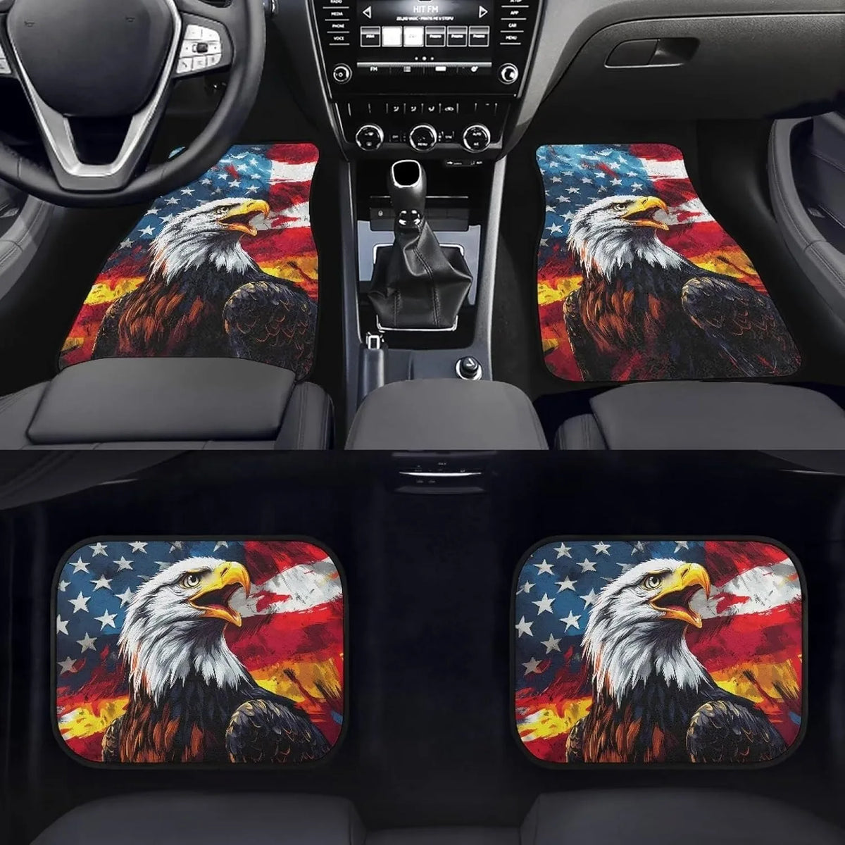 USA Flag Eagle All-Weather Car Floor Mats – SUV & Van Set Car Floor Mat Set HIP