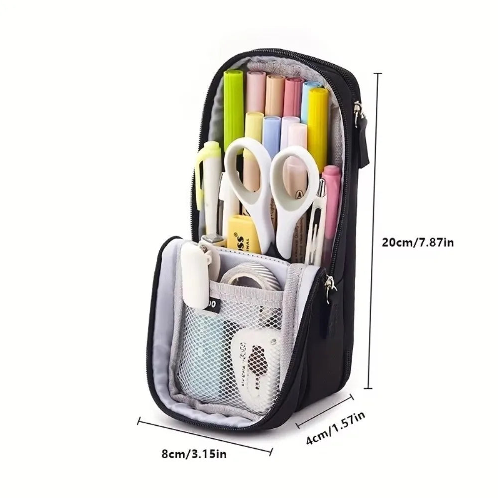 Foldable Canvas Pencil Case – Large Double-Layer Pencil Pouch Canvas Pencil Case HIP