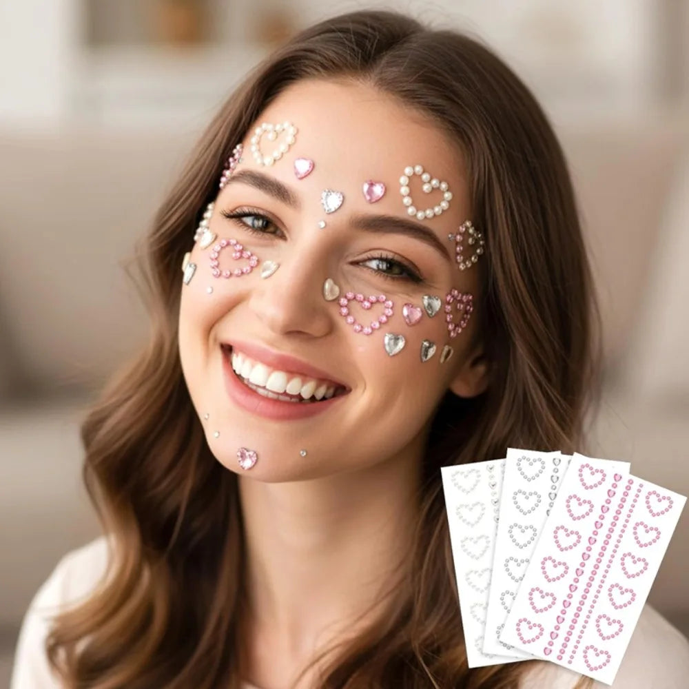 5D Clear Star Self Adhesive Face Gem Stickers Temporary Tattoo Shiny Hollow Star Hair/Face/Body Gems Jewels Craft DIY Decoration HIP