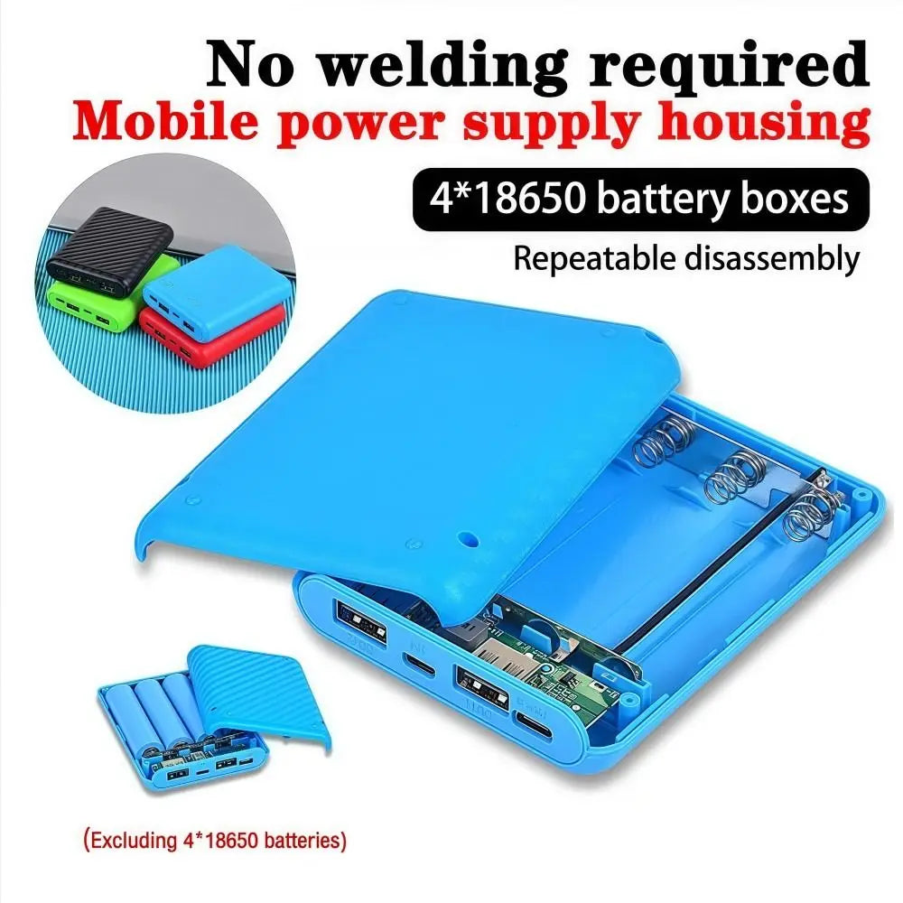 DIY 4-Slot 18650 Power Bank Box – Solderless Portable Charger Power Bank Case HIP