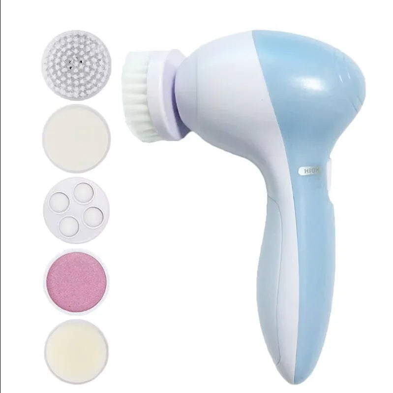 5-in-1 Electric Facial Cleansing Brush & Skin Massager Facial Cleansing Device HIP blue