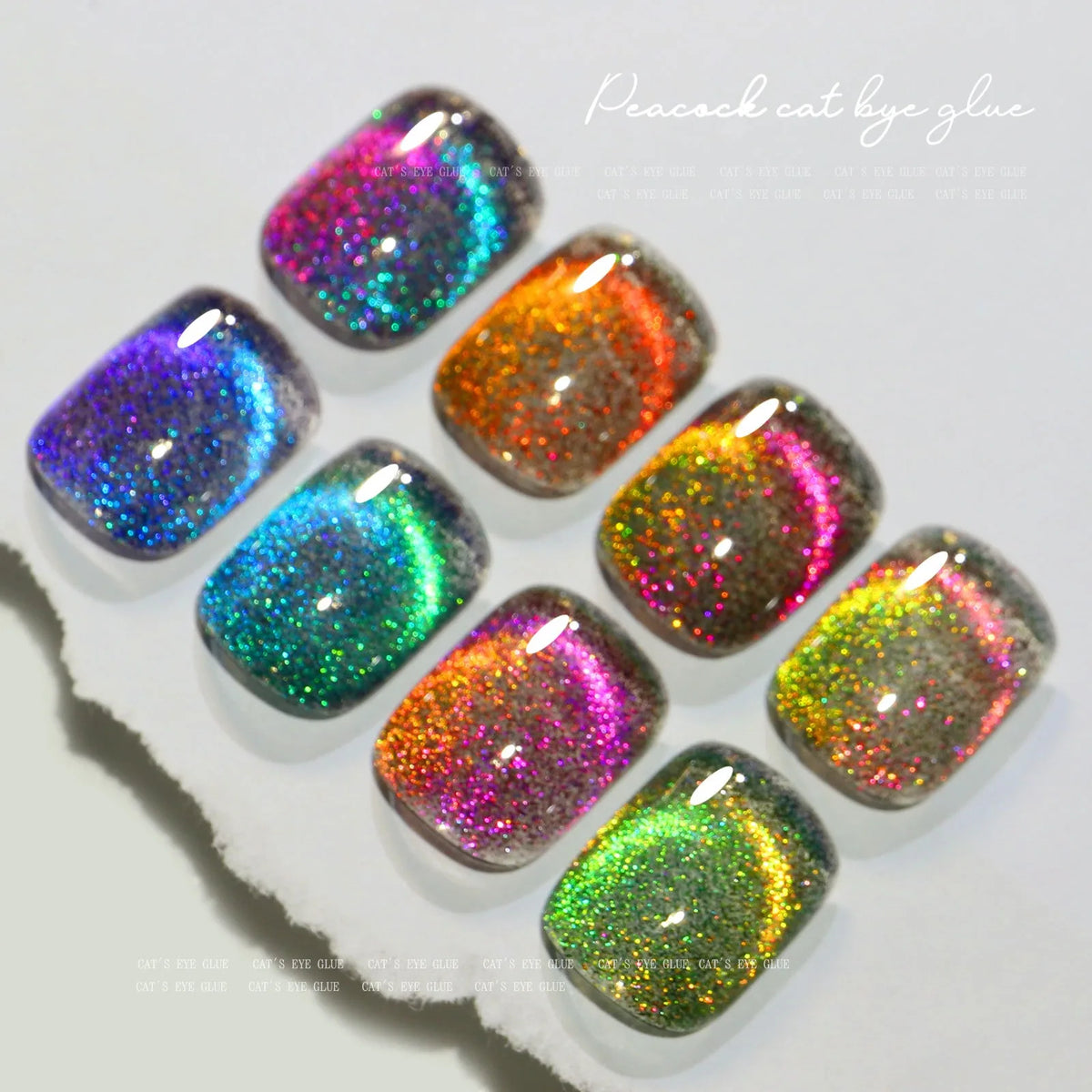 8ml 9D Chameleon Cat Magnetic Gel Nail Polish Double Color Semi Permanent UV Gel Varnish Color Changing Peacock Cat Eye Nail Gel HIP