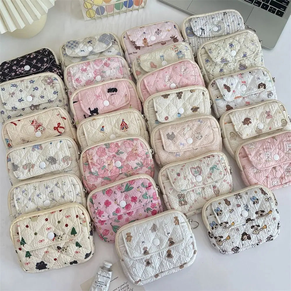 Cartoon Floral Quilted Coin Purse – ID, Key & Card Holder Quilted Coin Purse HIP