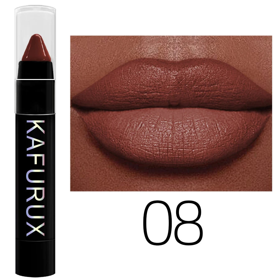 15 Colors Nude Velet Matte Lipstick Pencil Waterproof Long Lasting Red Brown Pink Lip Liner Pen Non-Stick Cup Makeup Lip Tint Pe HIP 08