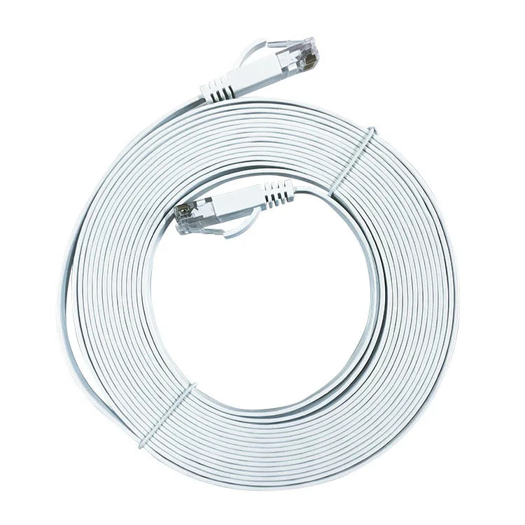 Cat6 Ethernet Cable 0.5–30m | 1000Mbps Gigabit RJ45 LAN Cord Ethernet Network Cable HIP Flat Cable White 20m
