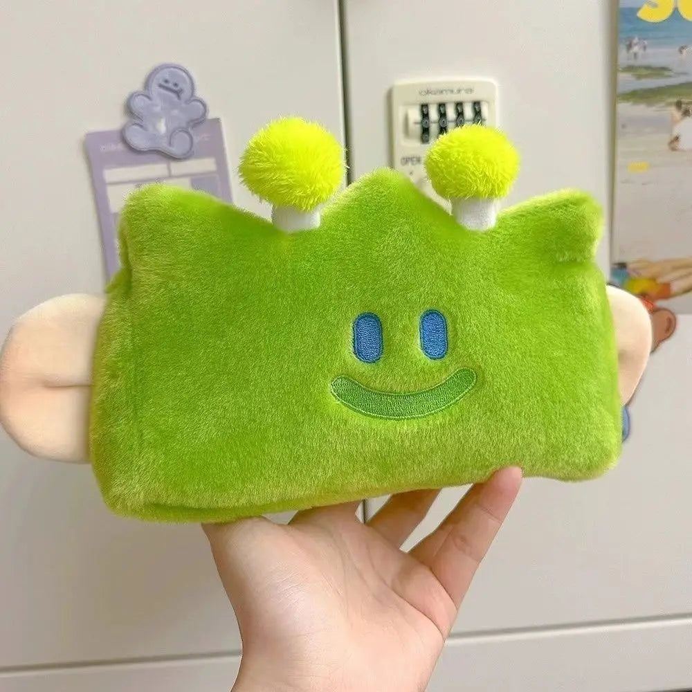 Cute Grass Shape Plush Pencil Case – Large Capacity Bag Plush Pencil Case HIP