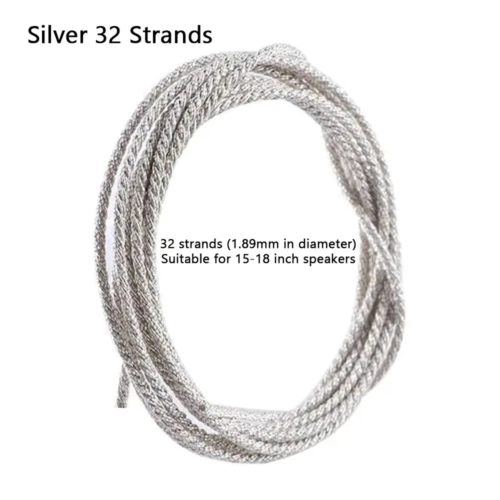 Braided Copper Speaker Lead Wire 1M – 8 to 32 Strands Speaker Repair Wire HIP Silver 32 Strands