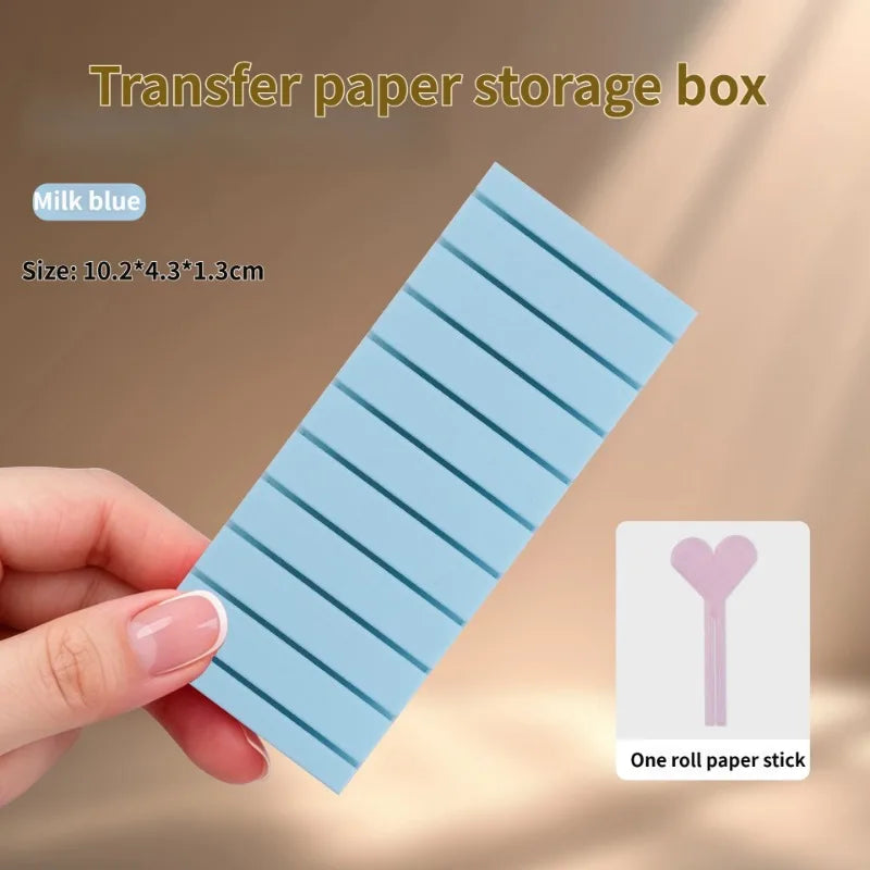 Nail Transfer Foil Storage Box With a Foil Roll Stick 10 Compartments Nail Art Organizer Case Sticker Paper Decoration Manicure HIP Milk Blue