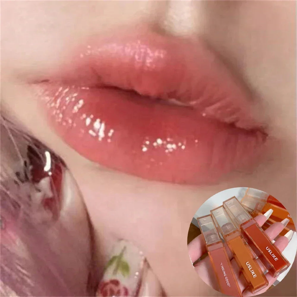 Cute Mirror Lipstick Makeup Moisturizing Texture Waterproof Long Lasting Sweat Resistant Rich Color Silky Lip Glaze Lip Tint HIP 05
