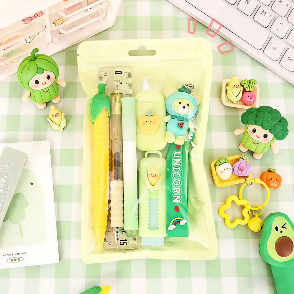 Vegetable Stationery Set – Gel Pen, Highlighter & Eraser Kit Novelty Stationery Set HIP