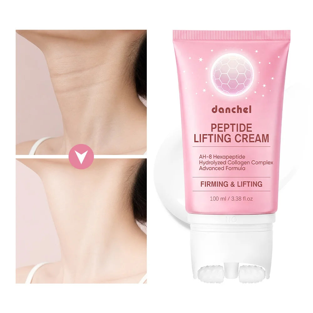 AH-8 Hexapeptide Neck Firming Cream Dual Roller Massage Anti Wrinkle Tightening Sagging Skin Long Lasting Hydration Skincare HIP 1pc