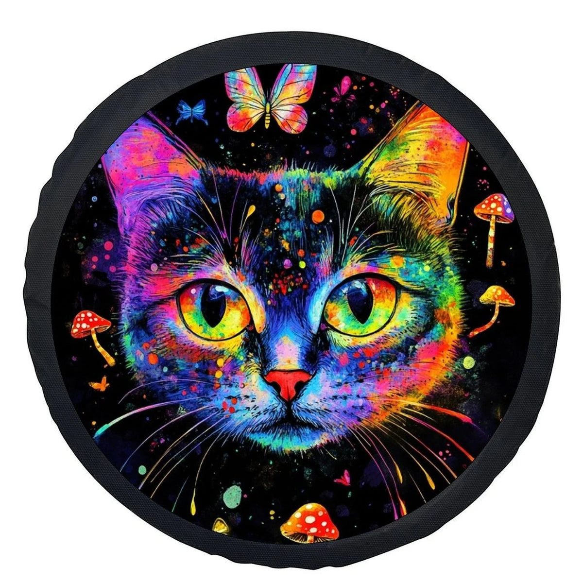 Rainbow Cat Spare Tire Cover – Colorful Wheel Protector Spare Tire Cover HIP 1 14in