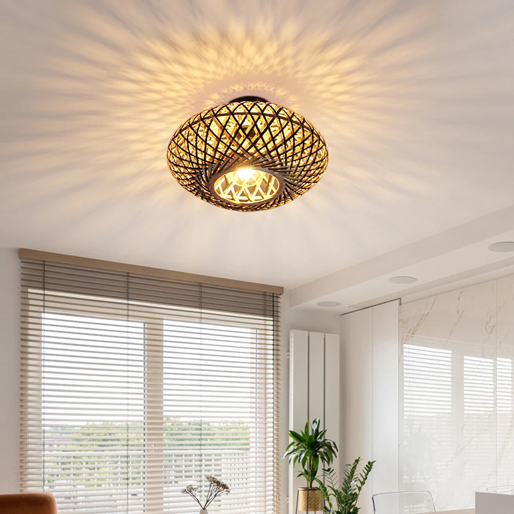 YNL Bamboo Pendant Chandelier – 4-Light Ceiling Lamp | Natural Wood Pendant Chandelier HIP