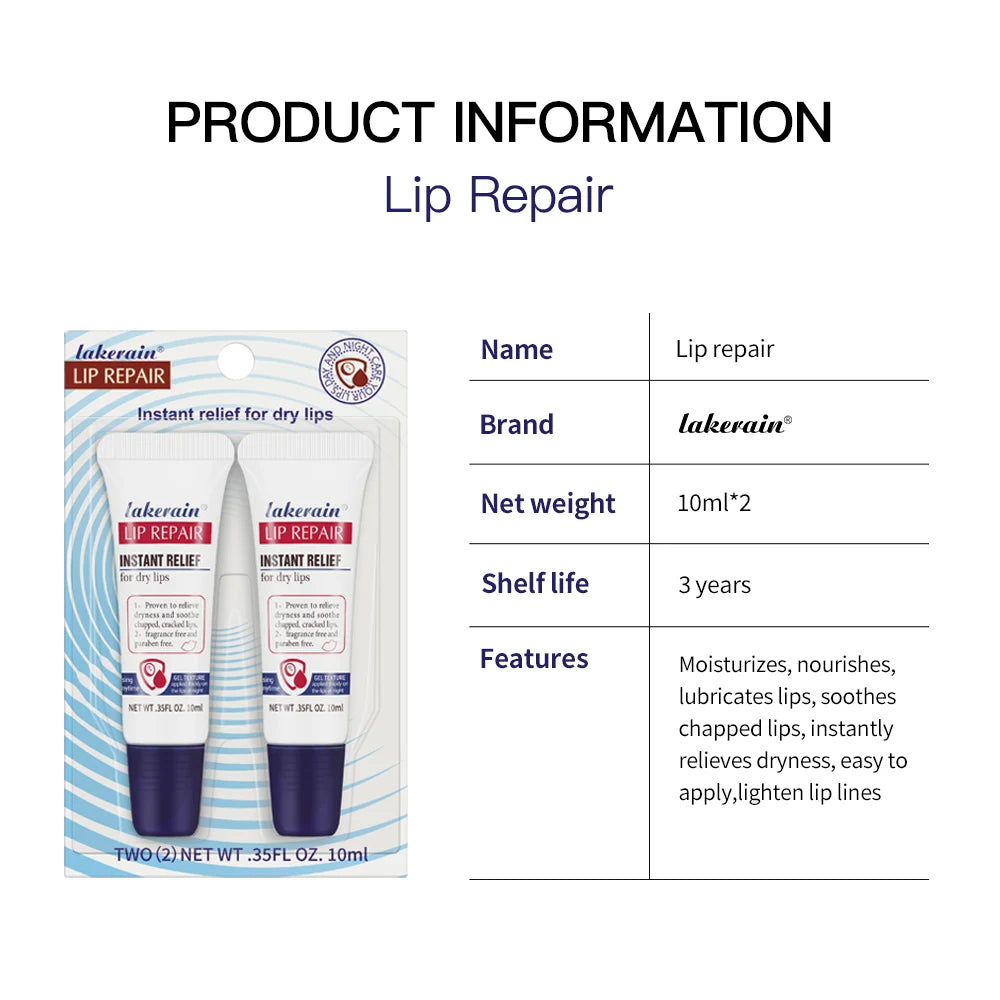2pcs/Lot Moisturizing Lip Repair Gel Instant Relief For Dry Lips Liquid Lip Balm Paraben Free Lip Care Product Reduce Lips Line HIP as shown